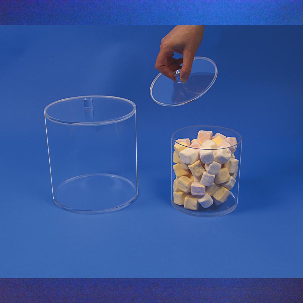 Boîte ronde avec couvercle en plexiglas