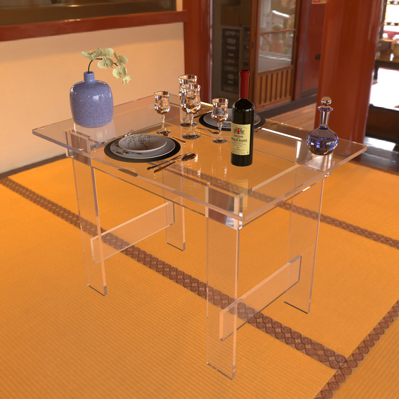 Table ronde transparente en Plexiglass