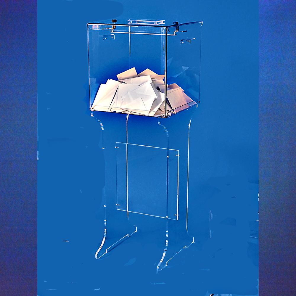 Boite plexi fermée à clé 30/30 cm - Boîtes urnes jeux concours Plexiglas