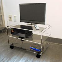 Meuble TV En Verre Transparent 80 Cm – 3 étagères, Gestion De Câbles, Pour Téléviseurs Jusqu’à 40"