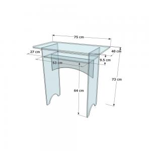 Form XL 73 x 75 x 40 cm Petit Bureau Transparent en Plexiglas 
