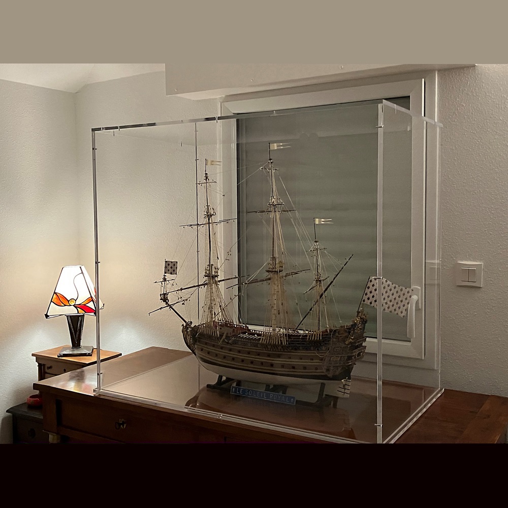 Vitrine De Présentation En Plexiglas Avec Socle Bois - Hauteur 60 Cm (Neuve, Fait Main)
