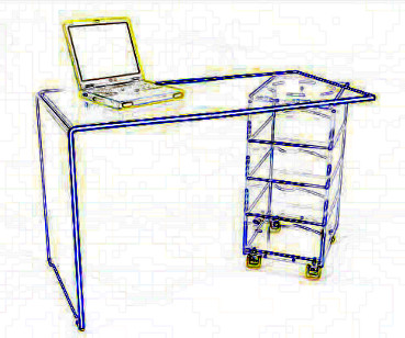 bureau 4 tiroirs plexiglass