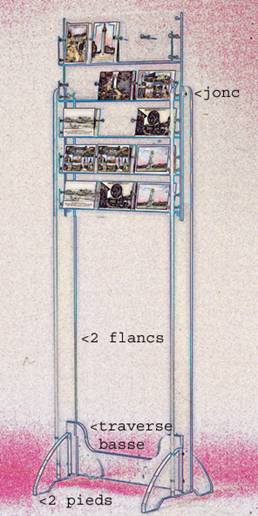 presentoir cartes postales pieds