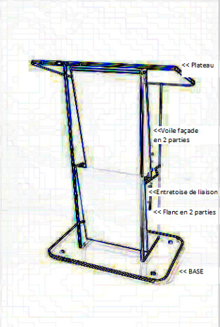 pupitre plexiglas demontable